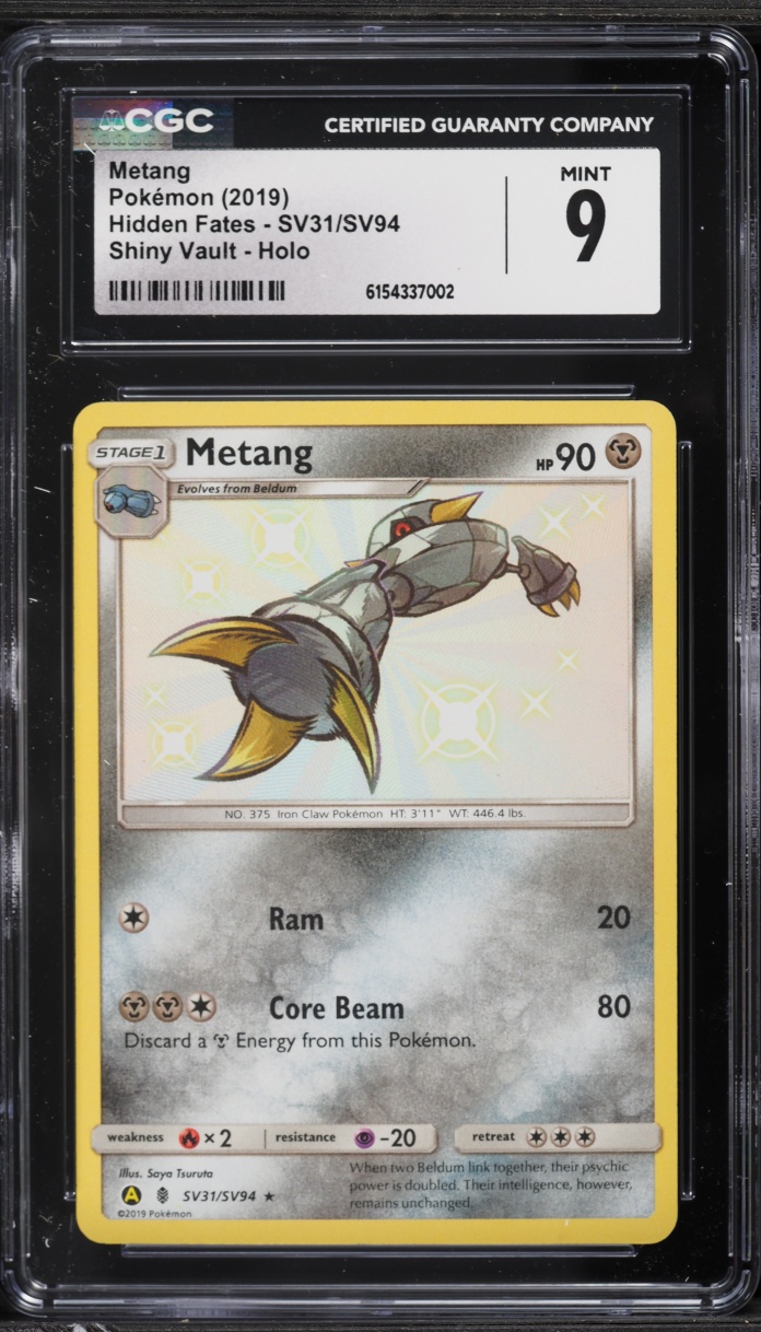 2019 Pokemon Sun & Moon Hidden Fates Shiny Holo Metang #SV31 CGC 9 MINT
