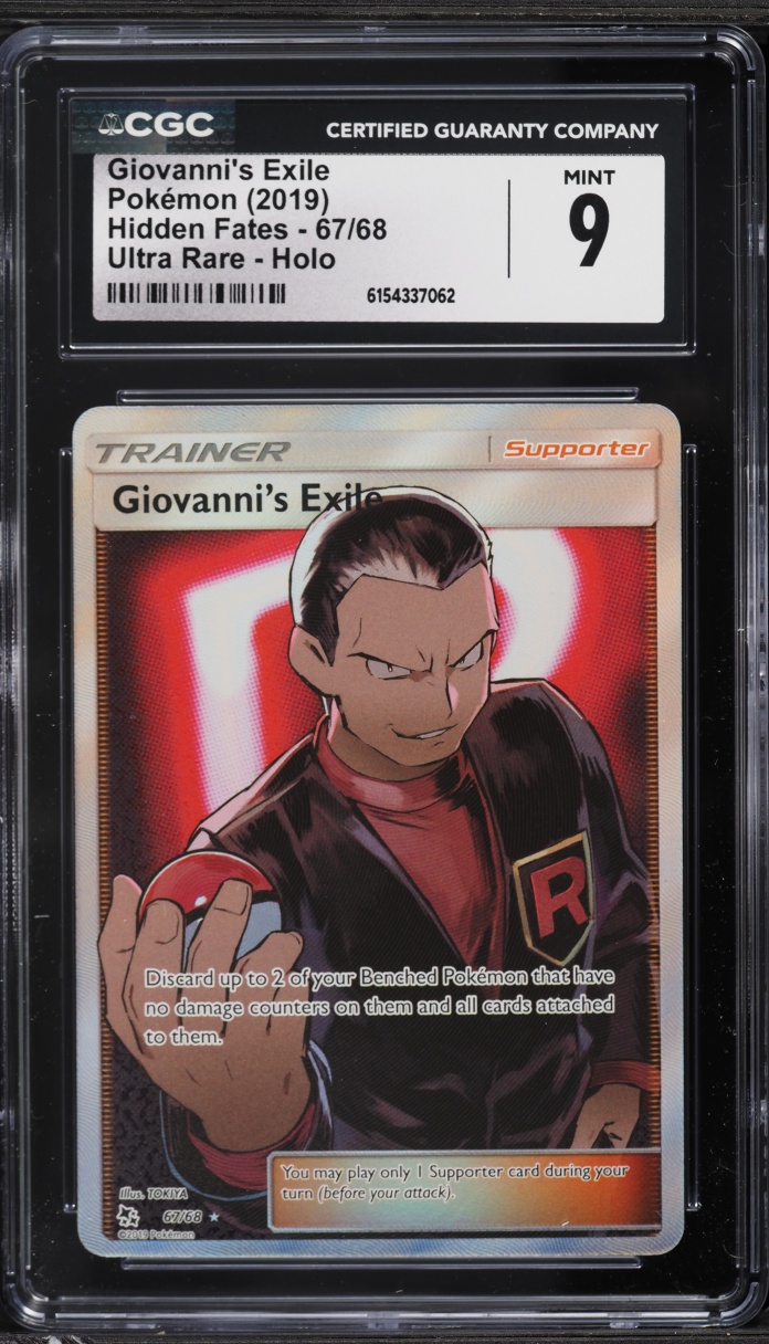 2019 Pokemon Sun & Moon Hidden Fates Full Art Giovanni's Exile #67 CGC 9 MINT