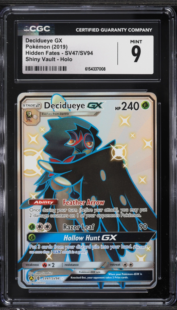2019 Pokemon Sun & Moon Hidden Fates Full Art Shiny Decidueye GX #SV47 CGC 9 MINT
