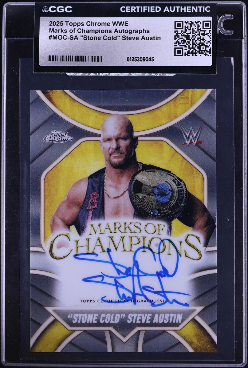 2025 Topps Chrome WWE Marks Of Champions "Stone Cold" Steve Austin AUTO #MOC-SA CGC AUTH