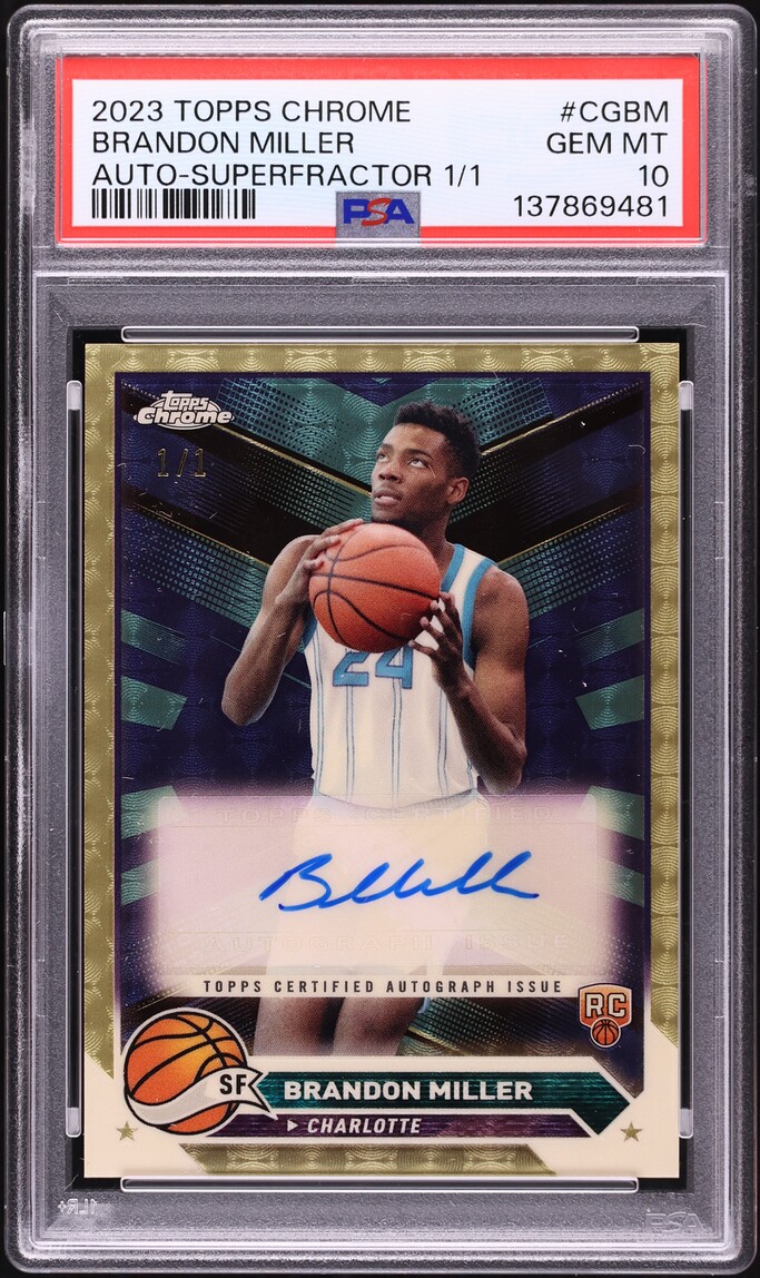 2023 Topps Chrome Superfractor Brandon Miller ROOKIE AUTO 1/1 #CG-BM PSA 10 GEM MINT