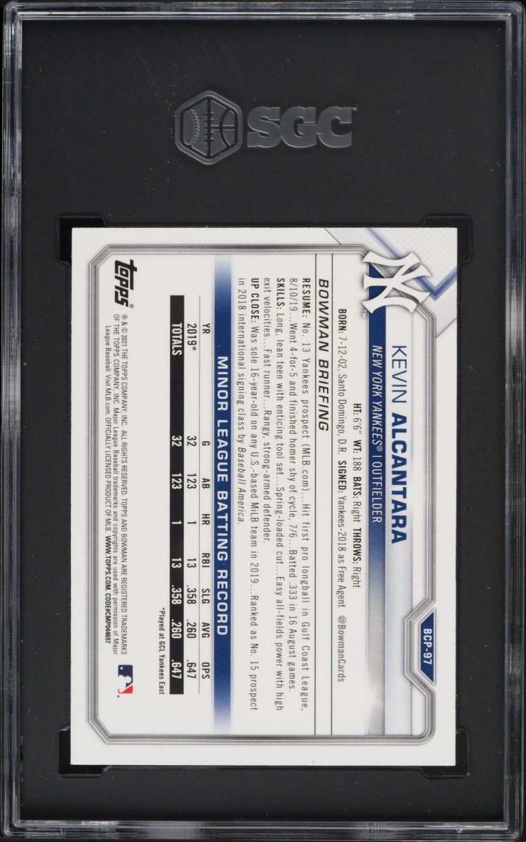 2021 Bowman Chrome Mega Box Kevin Alcantara PROSPECT #BCP-97 SGC 9.5 MINT+