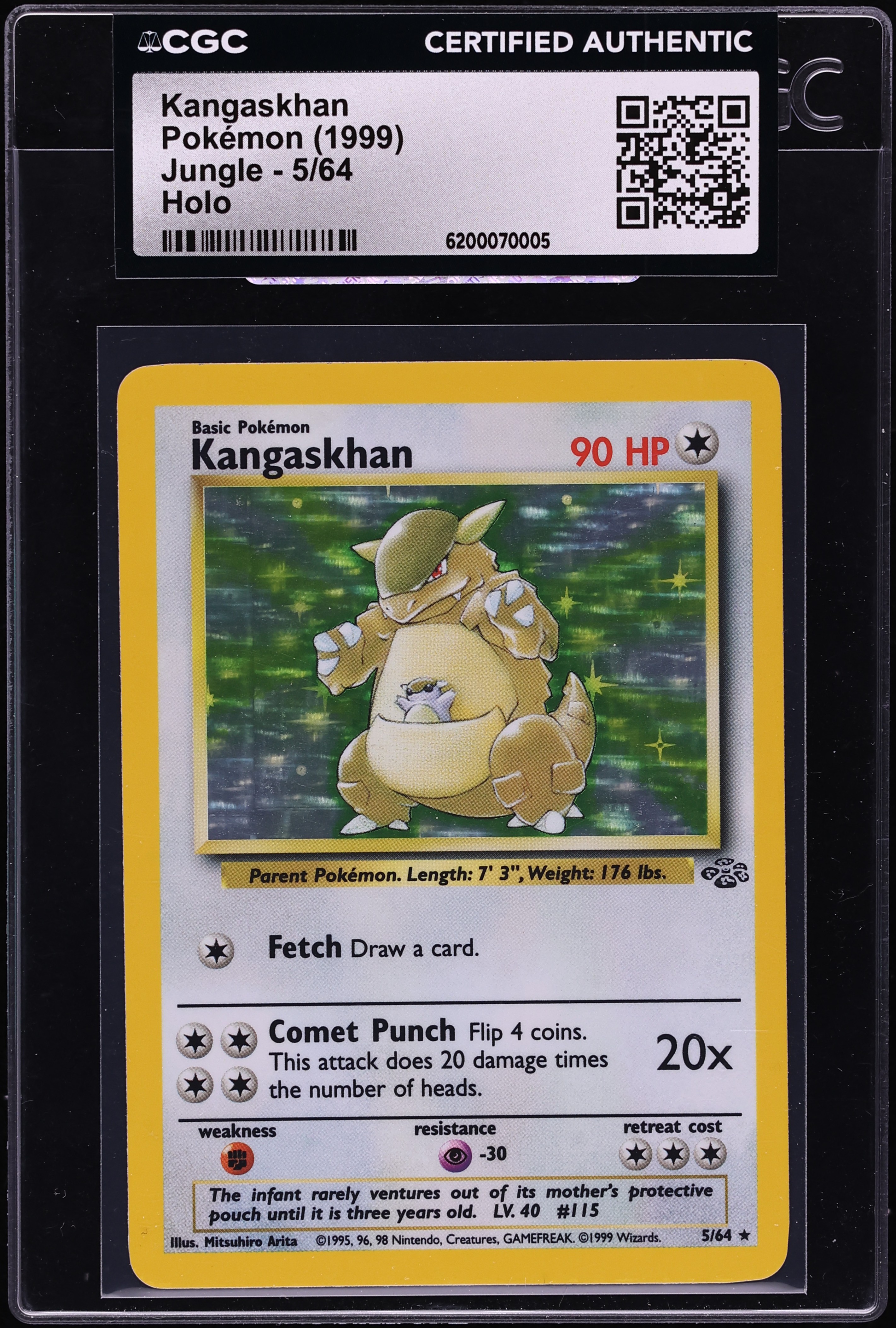 1999 Pokemon Jungle Holo Kangaskhan #5 CGC AUTH