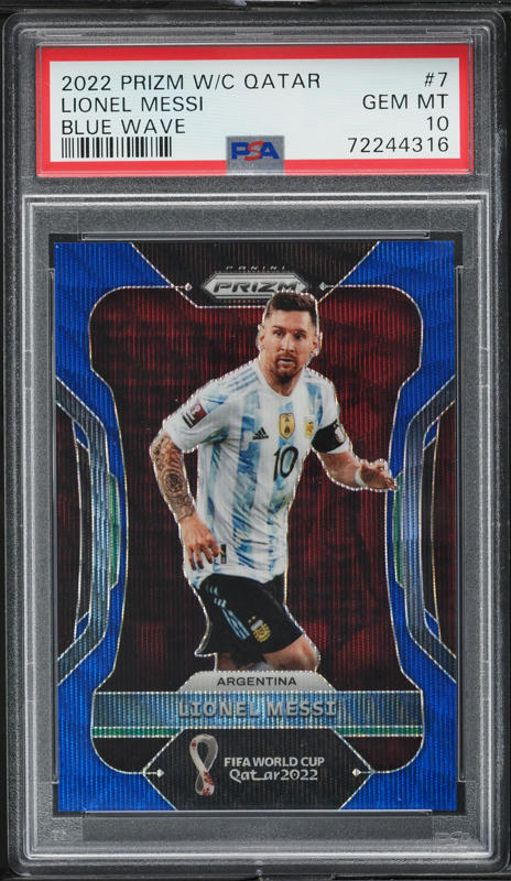 2022 Panini Prizm World Cup Qatar Lionel Messi #7 PSA 8 NM-MT on