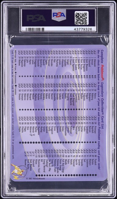 2002 Pokemon Legendary Collection Box Topper Dark Blastoise #S2 PSA 10 GEM MINT