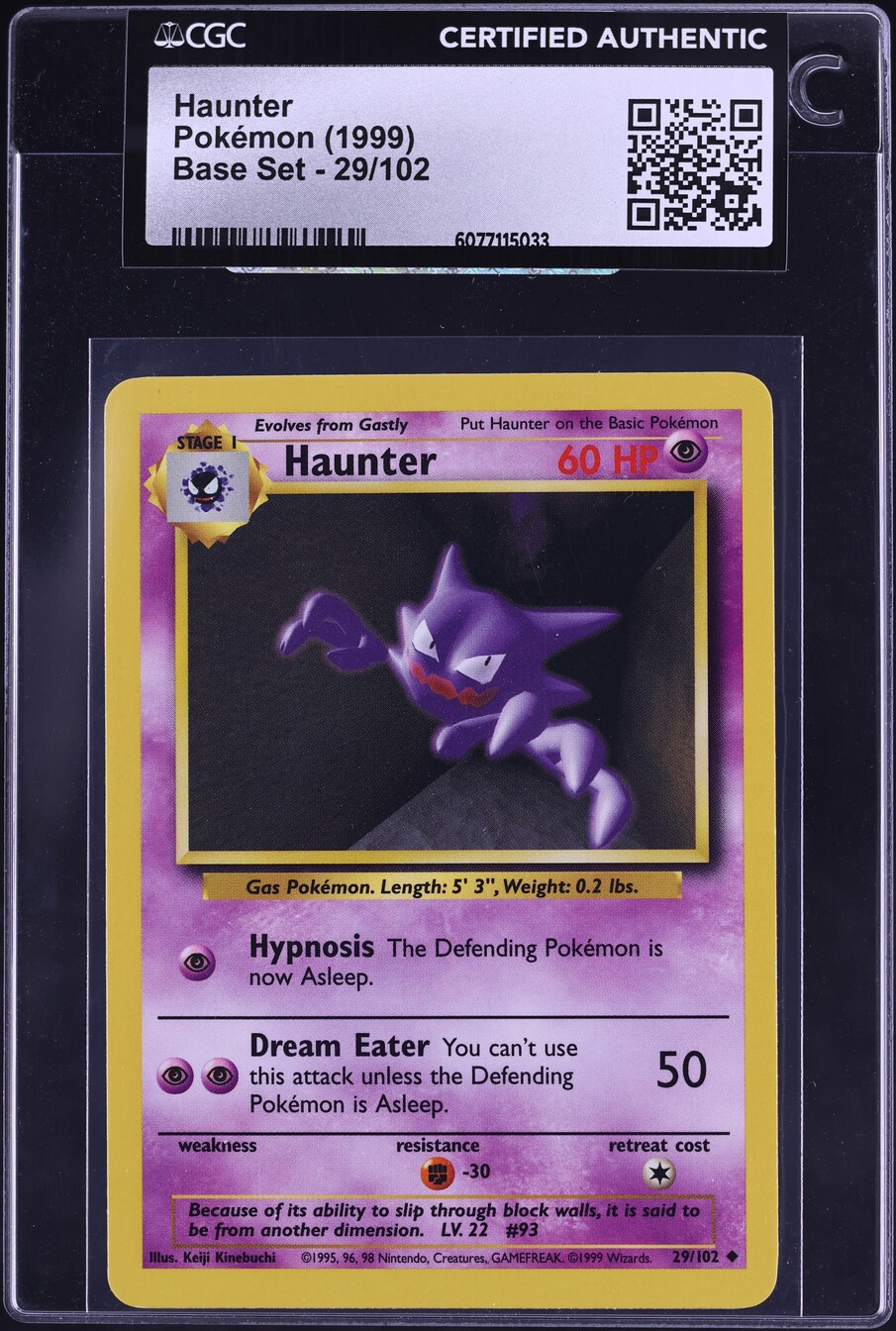 1999 Pokemon Base Set Haunter #29 CGC AUTH - Main Image