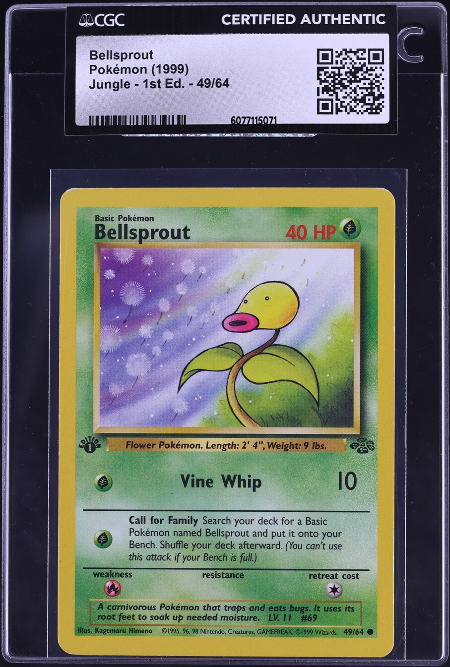 1999 Pokemon Jungle 1st Edition Bellsprout #49 CGC AUTH - Main Image