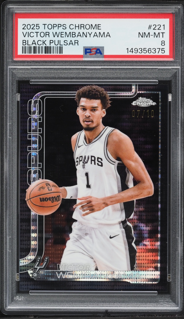 2025 Topps Chrome Black Pulsar Victor Wembanyama /10 #221 PSA 8 NM-MT
