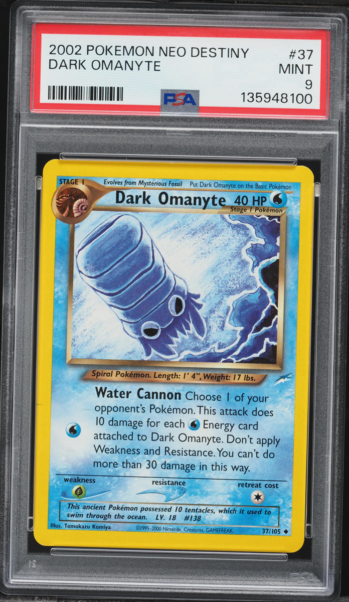 2002 Pokemon Neo Destiny Dark Omanyte #37 PSA 9 MINT