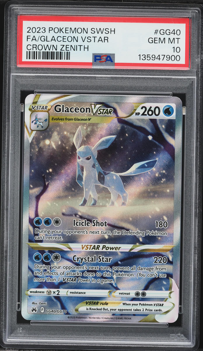 2023 Pokemon Sword & Shield Crown Zenith Alt Art Glaceon VSTAR #GG40 PSA 10 GEM MINT
