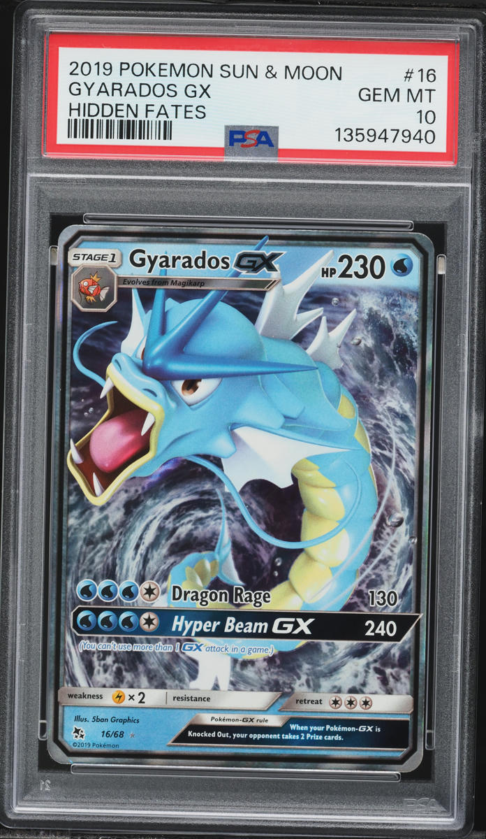 2019 Pokemon Sun & Moon Hidden Fates Full Art Gyarados Gx #16 PSA 10 GEM MINT