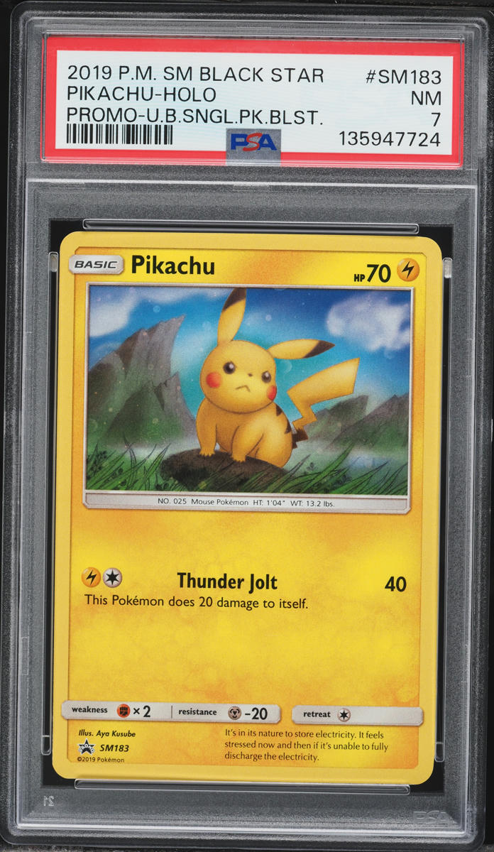 2019 Pokemon Sun & Moon Promo Unbroken Bonds Holo Pikachu #SM183 PSA 7 NRMT