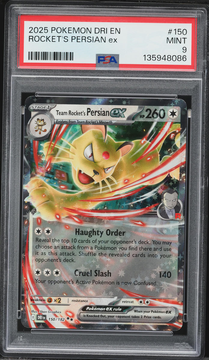 2025 Pokemon Scarlet & Violet Destined Rivals Team Rocket's Persian Ex #150 PSA 9 MINT