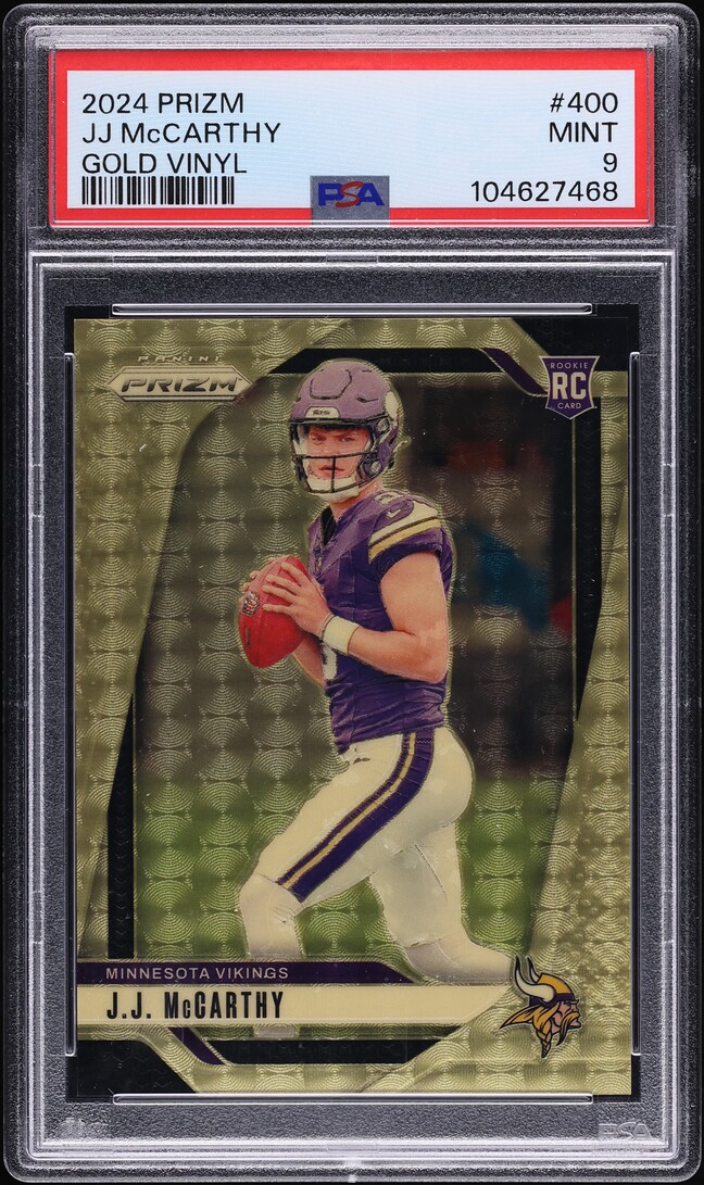 2024 Panini Prizm Gold Vinyl J.J. McCarthy ROOKIE /5 #400 PSA 9 MINT