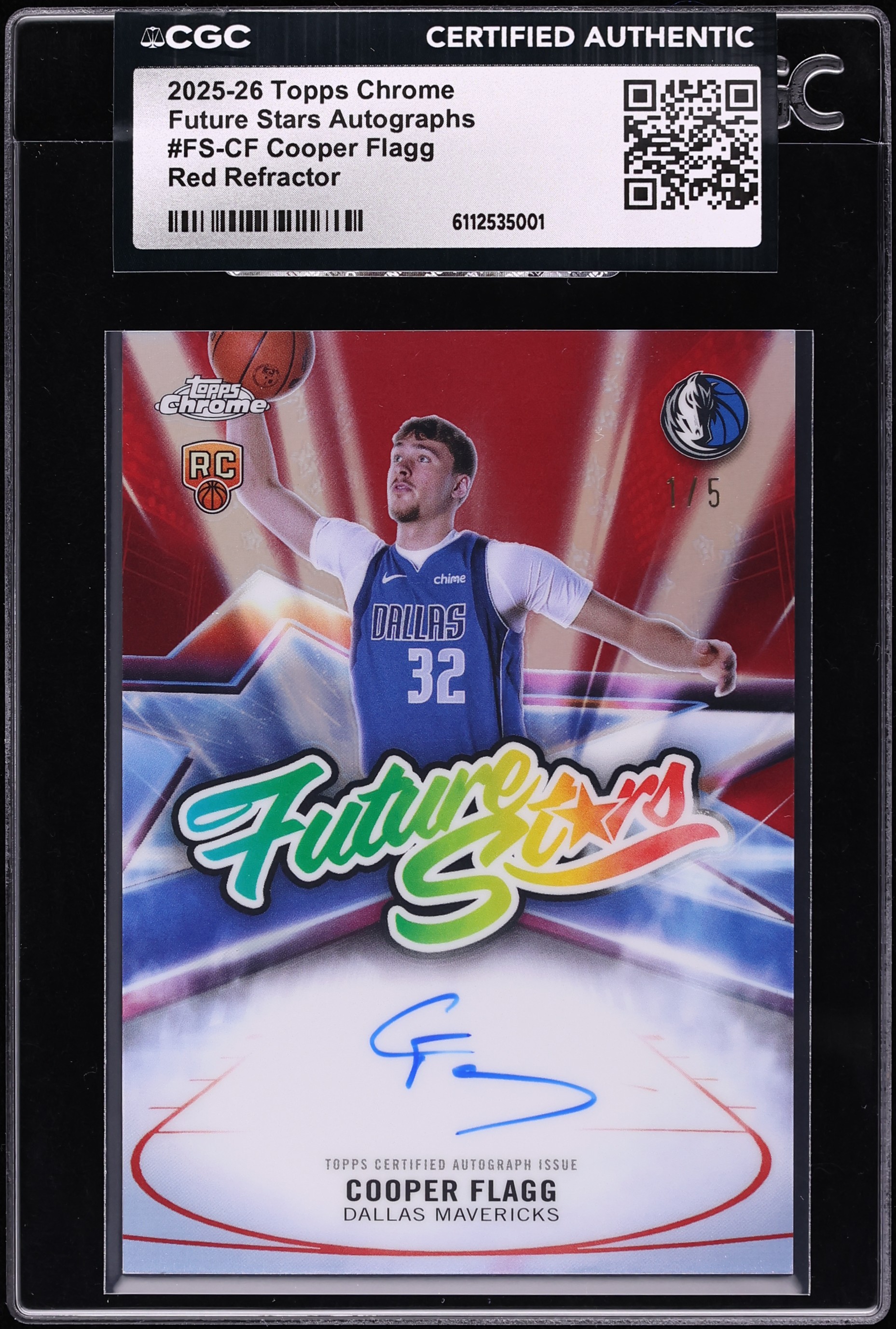 2025 Topps Chrome Future Stars Red Refractor Cooper Flagg ROOKIE 