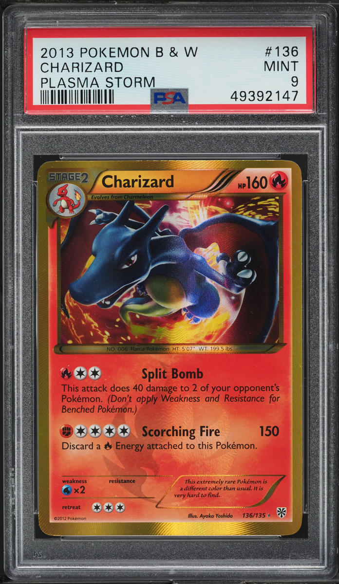 2013 Pokemon Black & White Plasma Storm Secret Rare Charizard #136 PSA 9 MINT