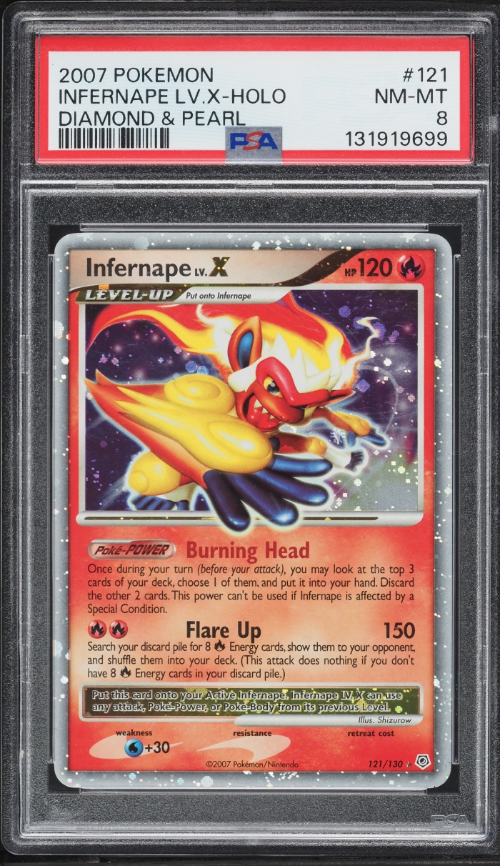 2007 Pokemon Diamond & Pearl Holo Infernape Lv.X #121 PSA 8 NM-MT