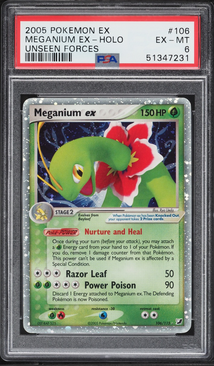 2005 Pokemon EX Unseen Forces Holo Meganium ex #106 PSA 6 EXMT