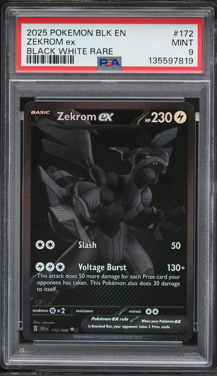 2025 Pokemon Scarlet & Violet Black Bolt BWR Zekrom EX #172 PSA 9 MINT