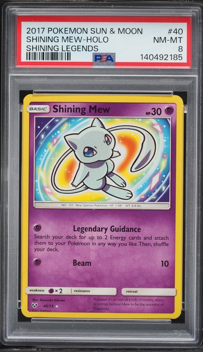 2017 Pokemon Sun & Moon Legends Holo Shining Mew #40 PSA 8 NM-MT