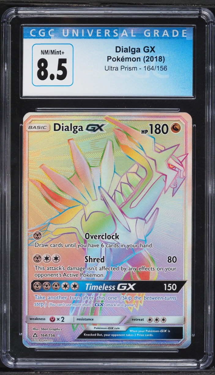 2018 Pokemon Ultra Prism Rainbow Rare Holo Dialga GX #164 CGC 8.5 NM-MT+