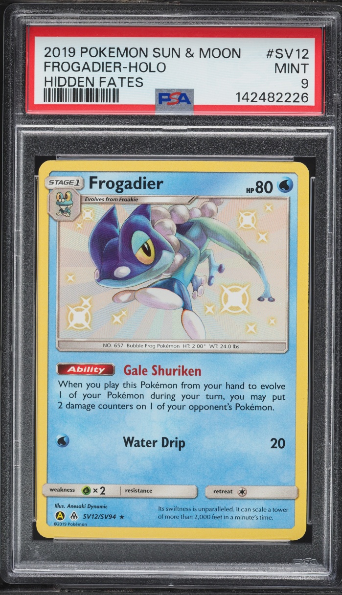 2019 Pokemon Sun & Moon Hidden Fates Shiny Frogadier #SV12 PSA 9 MINT