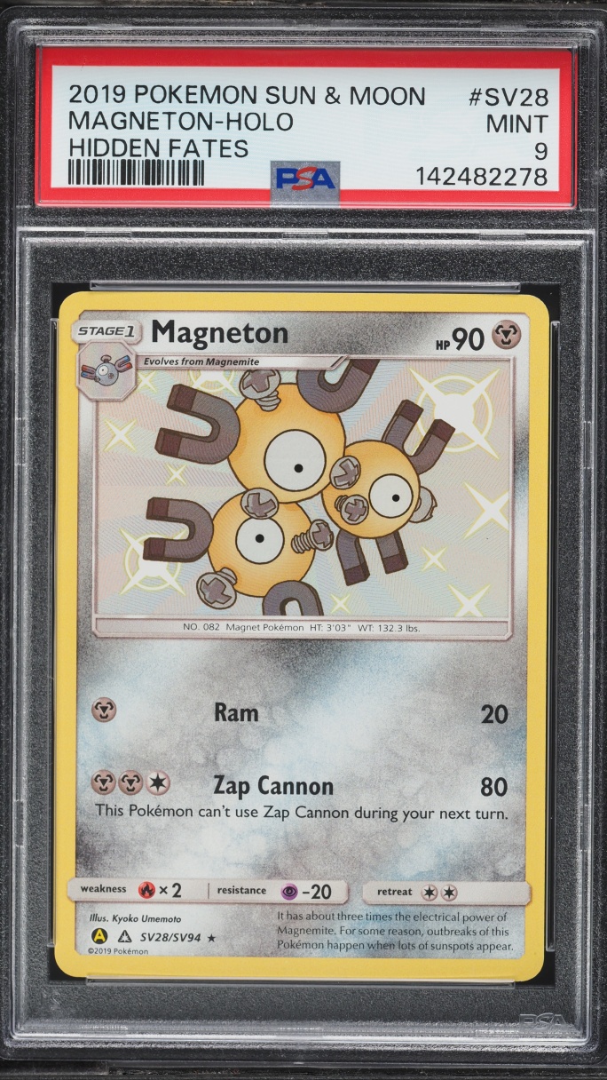 2019 Pokemon Sun & Moon Hidden Fates Shiny Magneton #SV28 PSA 9 MINT