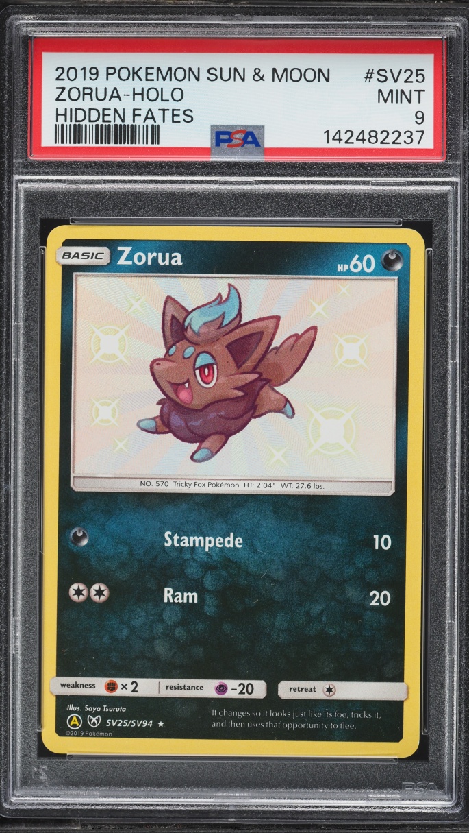2019 Pokemon Sun & Moon Hidden Fates Shiny Zorua #SV25 PSA 9 MINT