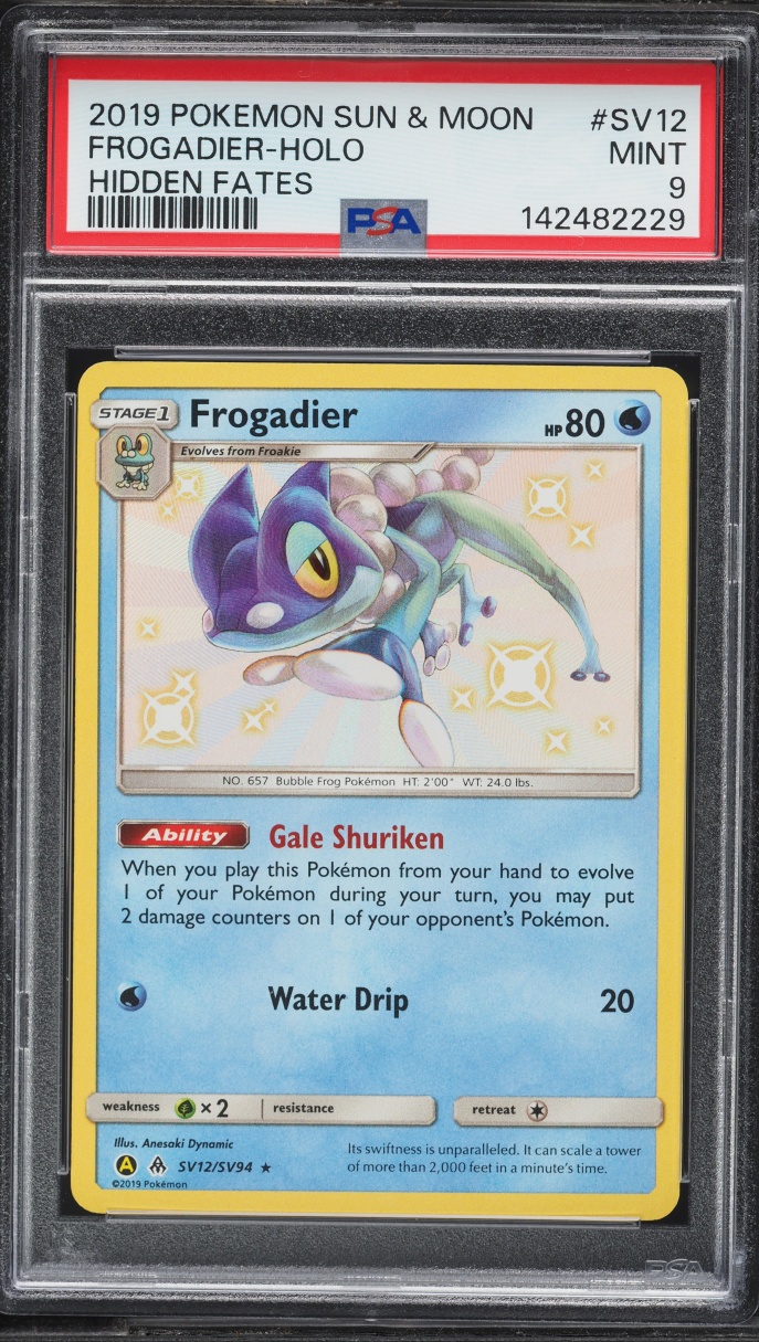 2019 Pokemon Sun & Moon Hidden Fates Shiny Frogadier #SV12 PSA 9 MINT