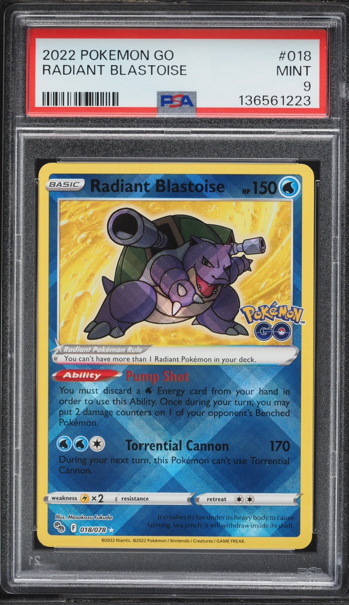 2022 Pokemon Sword & Shield Pokemon GO Holo Radiant Blastoise #18 PSA 9 MINT