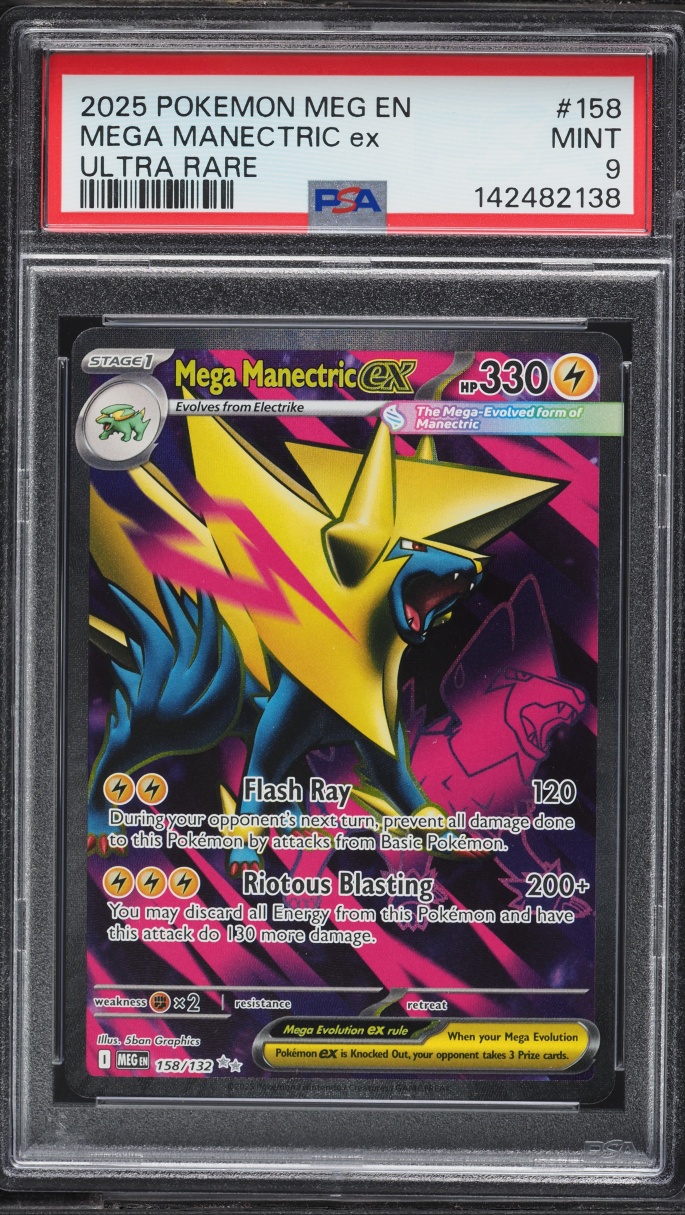 2025 Pokemon Mega Evolution Full Art Mega Manectric ex #158 PSA 9 MINT