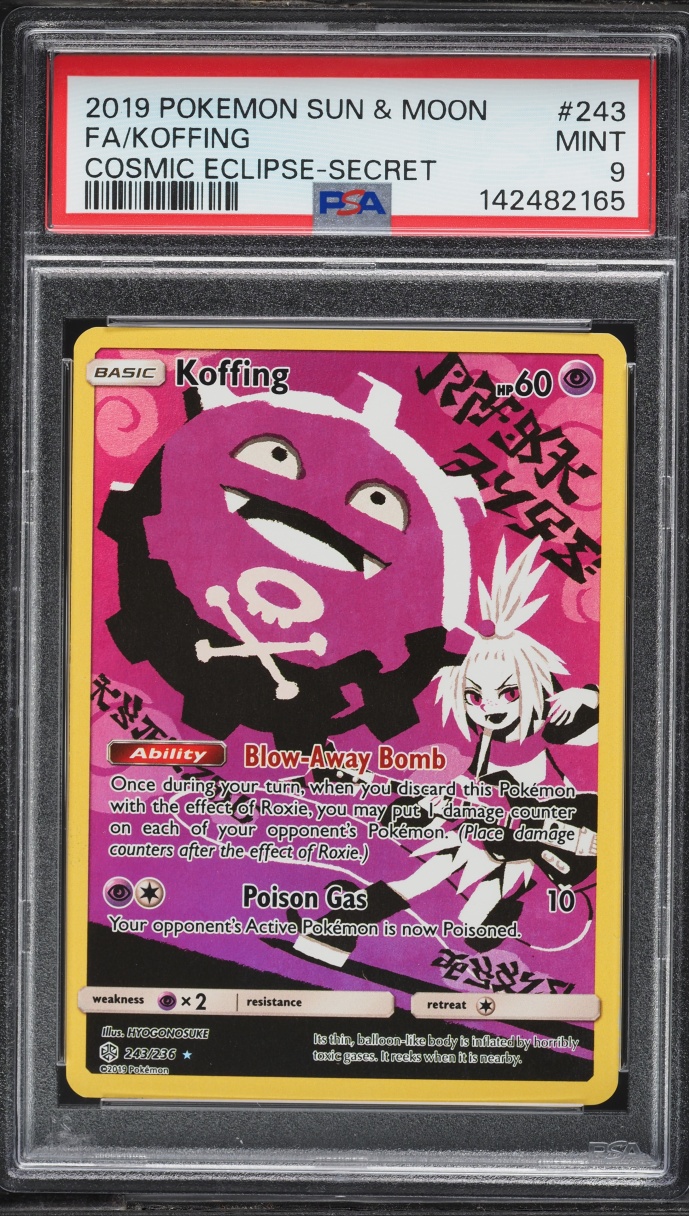 2019 Pokemon Sun & Moon Cosmic Eclipse Full Art Koffing #243 PSA 9 MINT