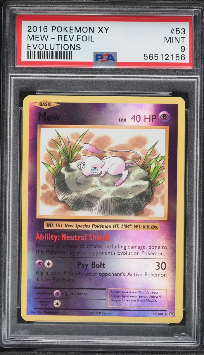 2016 Pokemon XY Evolutions Reverse Holo Mew #53 PSA 9 MINT