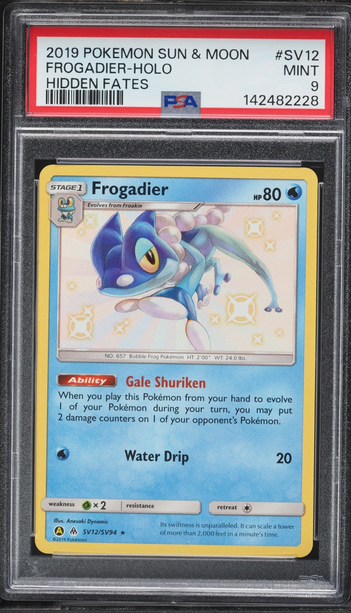 2019 Pokemon Sun & Moon Hidden Fates Shiny Frogadier #SV12 PSA 9 MINT
