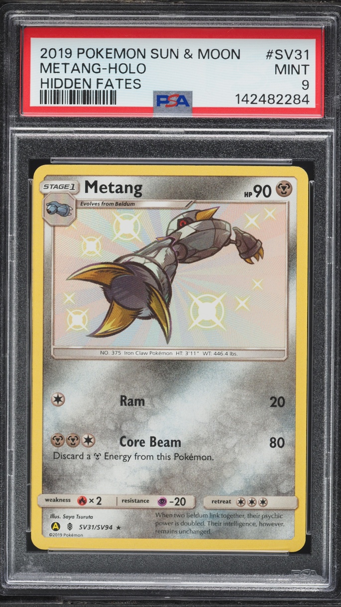 2019 Pokemon Sun & Moon Hidden Fates Shiny Metang #SV31 PSA 9 MINT