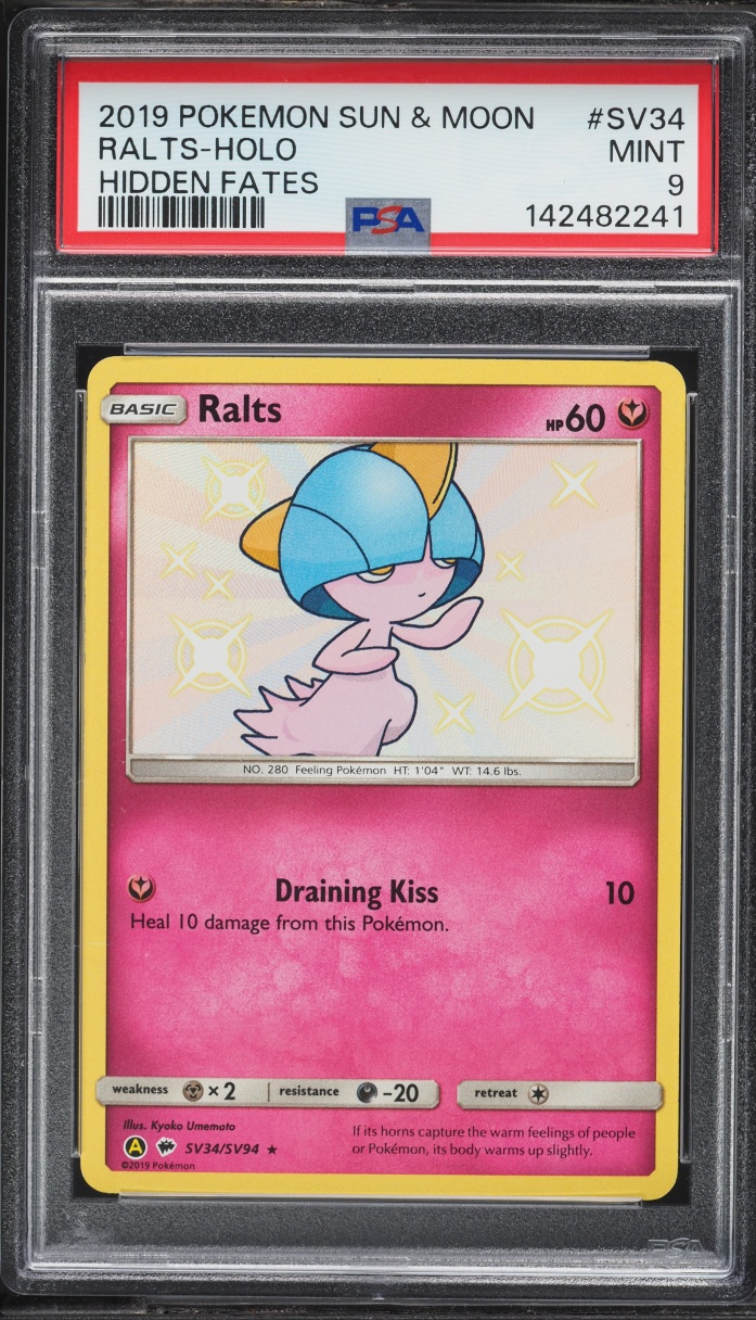 2019 Pokemon Sun & Moon Hidden Fates Shiny Ralts #SV34 PSA 9 MINT