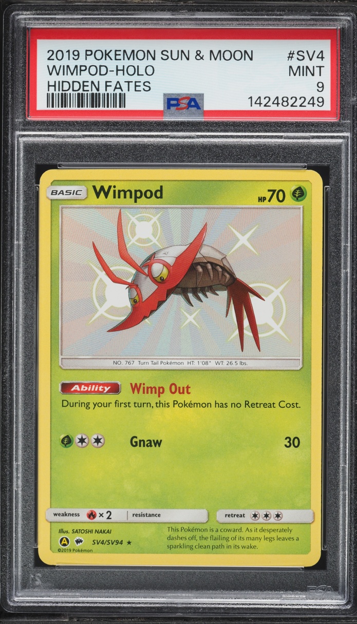 2019 Pokemon Sun & Moon Hidden Fates Shiny Wimpod #SV4 PSA 9 MINT