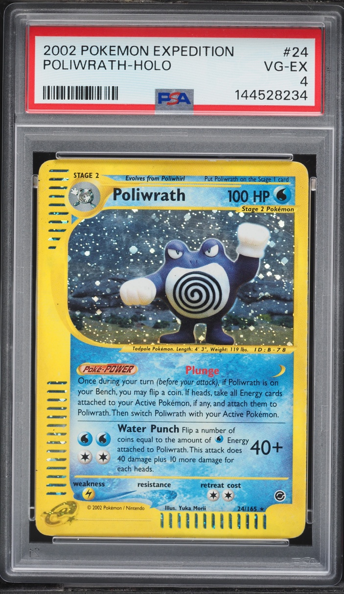 2002 Pokemon Expedition Holo Poliwrath #24 PSA 4 VGEX