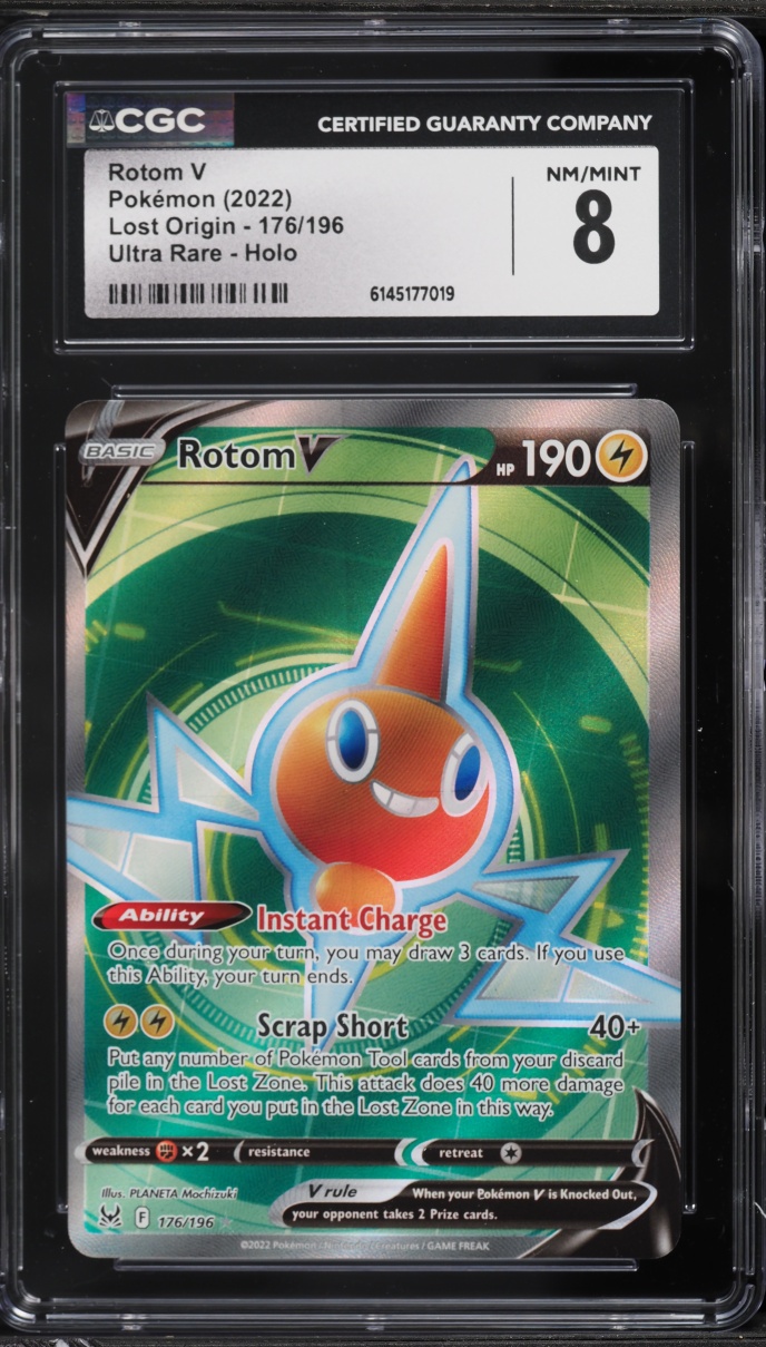 2022 Pokemon Sword & Shield Lost Origin Full Art Rotom V #176 CGC 8 NM-MT
