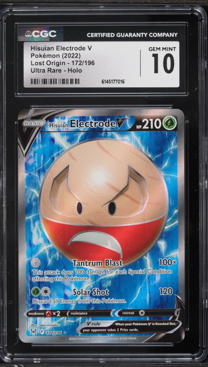 2022 Pokemon Sword & Shield Lost Origin Full Art Hisuian Electrode V #172 CGC 10 GEM MINT