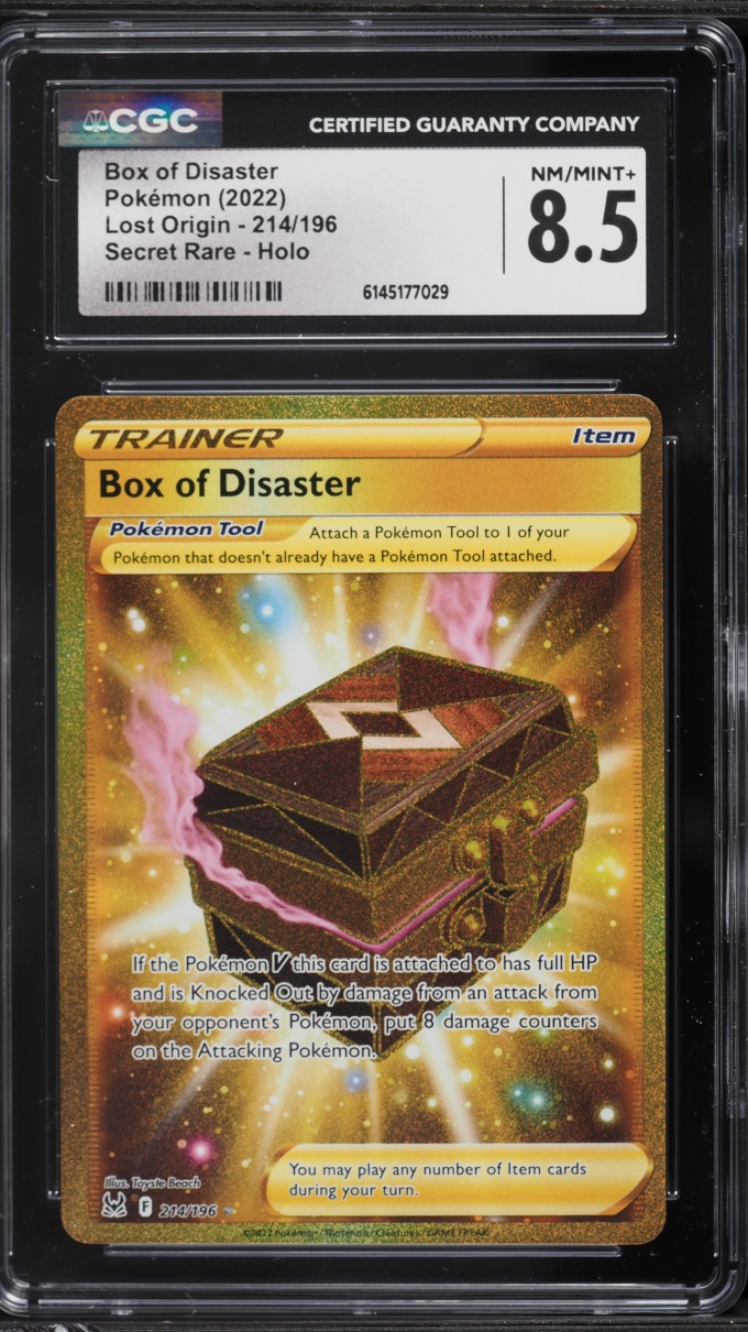2022 Pokemon Sword & Shield Lost Origin Gold Rare Box Of Disaster #214 CGC 8.5 NM-MT+