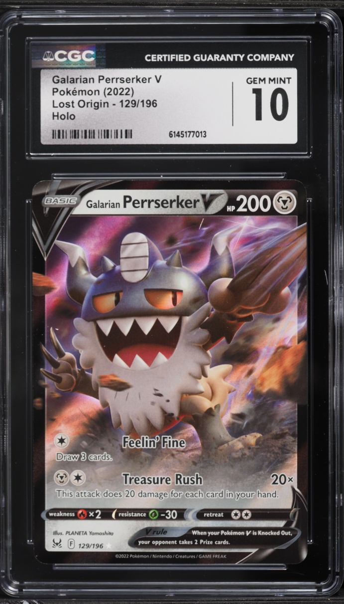 2022 Pokemon Sword & Shield Lost Origin Galarian Perrserker V #129 CGC 10 GEM MINT