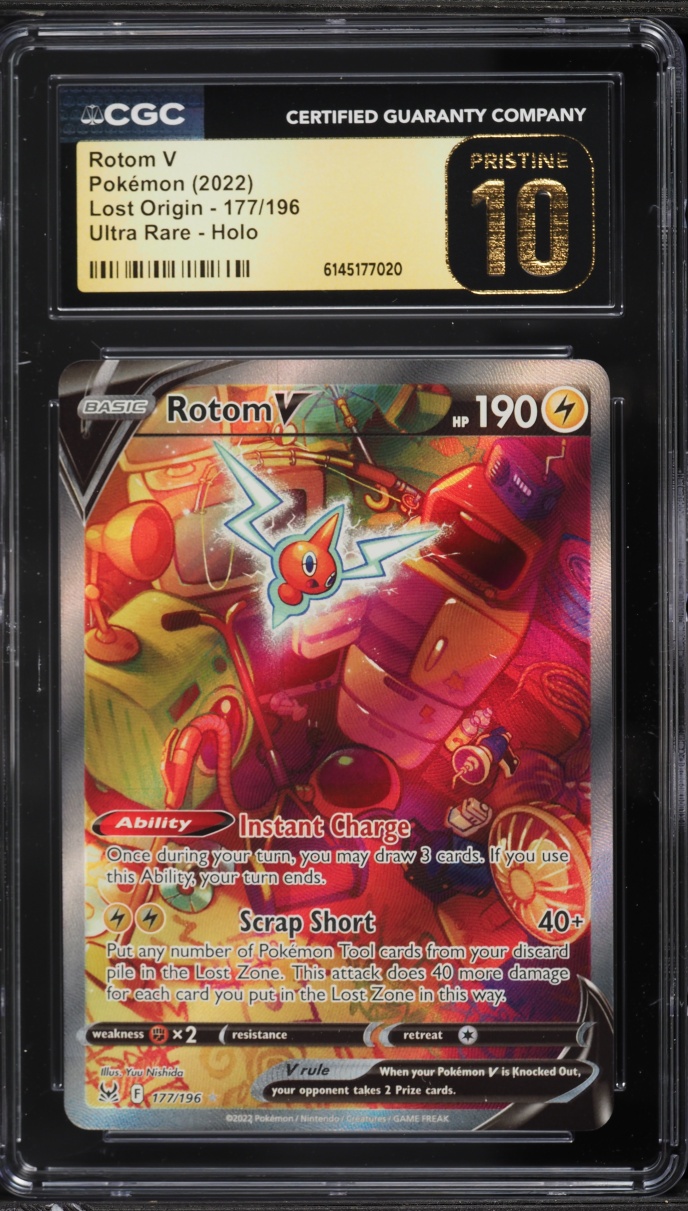 2022 Pokemon Sword & Shield Lost Origin Full Art Rotom V #177 CGC 10 PRISTINE