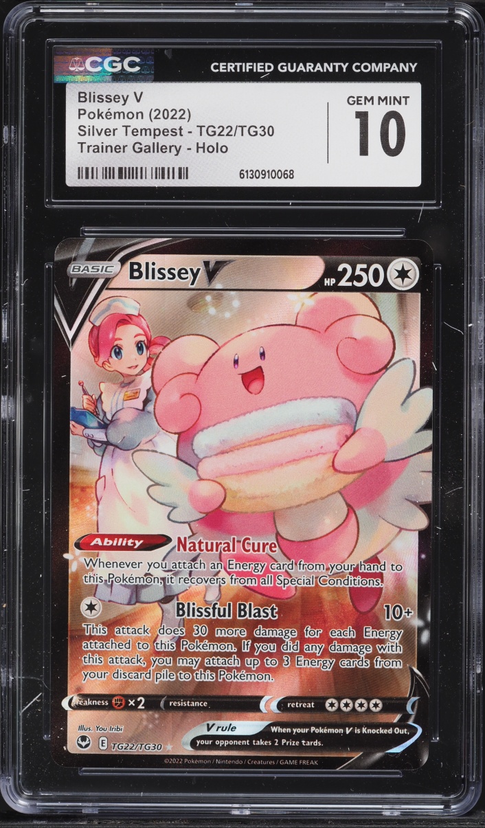 2022 Pokemon Sword & Shield Silver Tempest Full Art Blissey V #TG22 CGC 10 GEM MINT