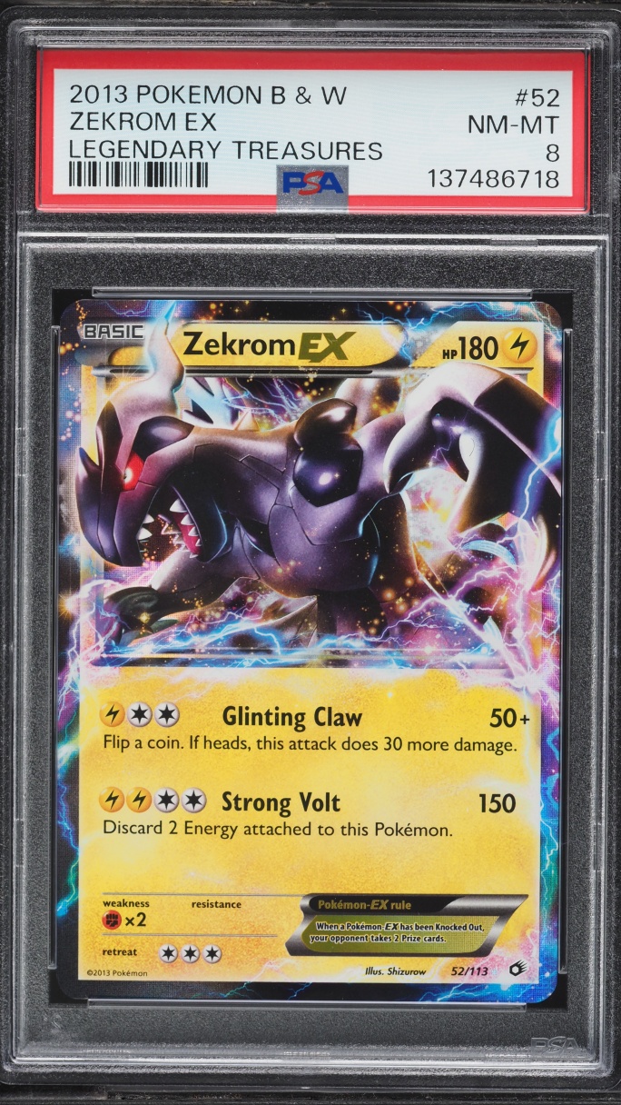 2013 Pokemon Black & White Legendary Treasures Holo Zekrom EX #52 PSA 8 NM-MT