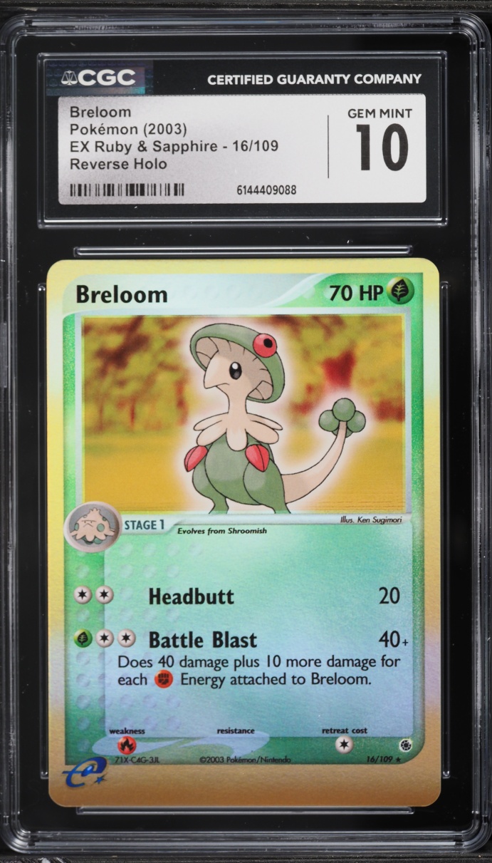 2003 Pokemon EX Ruby & Sapphire Reverse Holo Breloom #16 CGC 10 GEM MINT