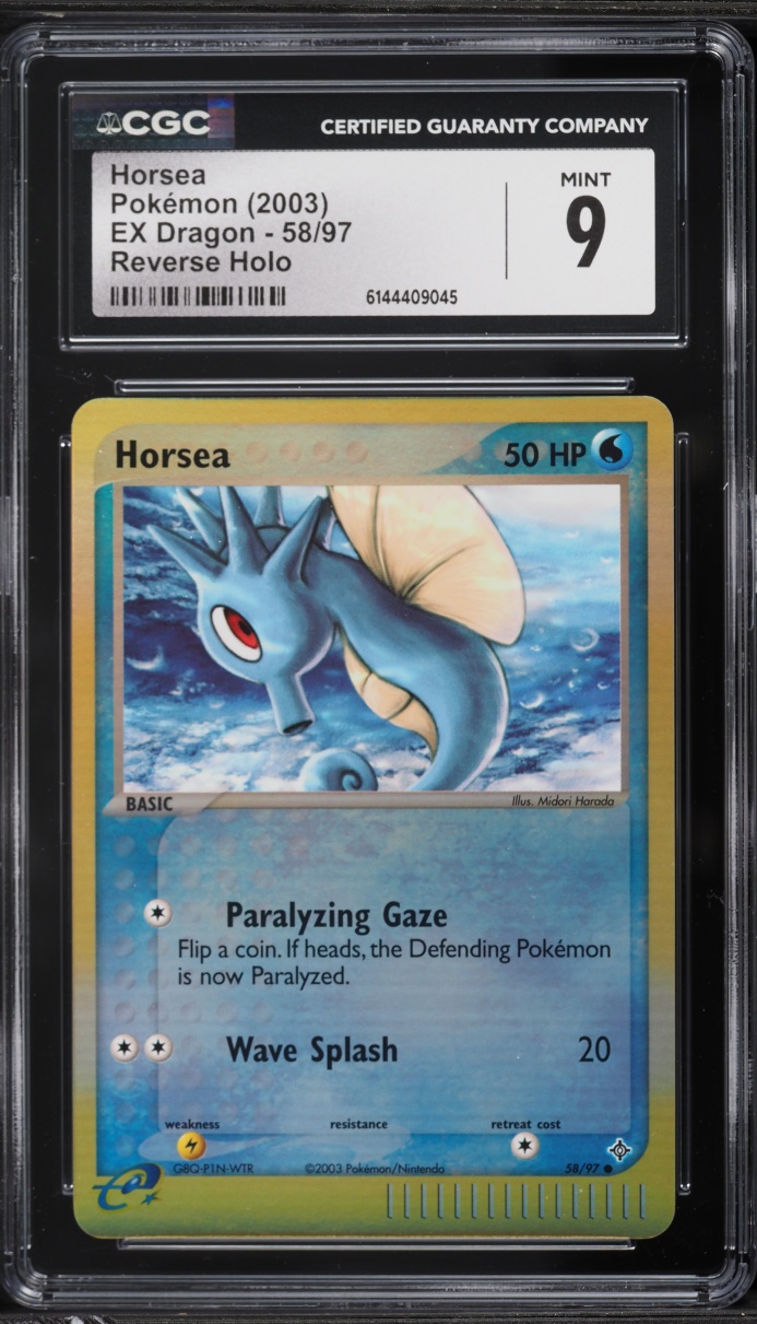 2003 Pokemon EX Dragon Reverse Holo Horsea #58 CGC 9 MINT