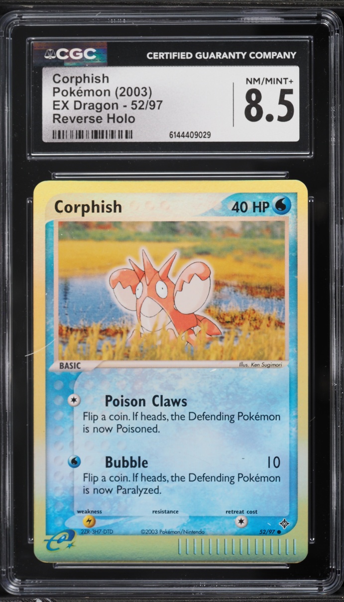 2003 Pokemon EX Dragon Reverse Holo Corphish #52 CGC 8.5 NM-MT+