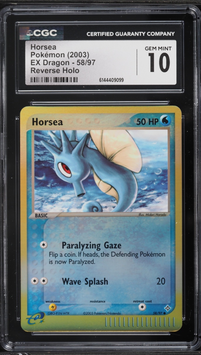 2003 Pokemon EX Dragon Reverse Holo Horsea #58 CGC 10 GEM MINT