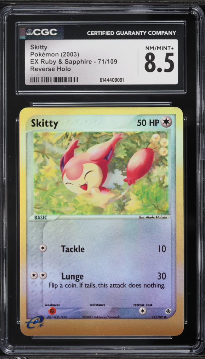 2003 Pokemon EX Ruby & Sapphire Reverse Holo Skitty #71 CGC 8.5 NM-MT+